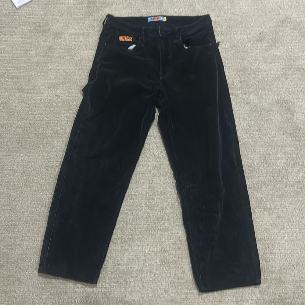 EMPYRE ACID WASH BLACK MENS CORDUROY JEANS SIZE 32 BAGGY
